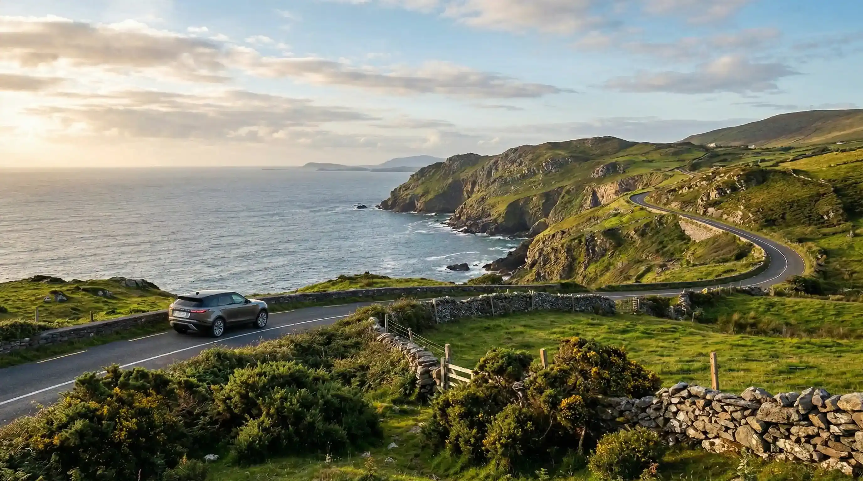 Mist covered Irish landscape